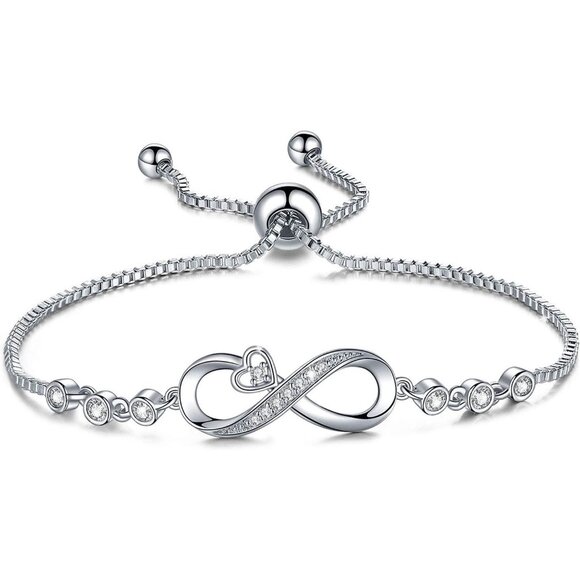 Infinity Love Heart Bracelets for Women - Elegant Gift for Mom, Girlfriend, Wife - Picture 1 of 7
